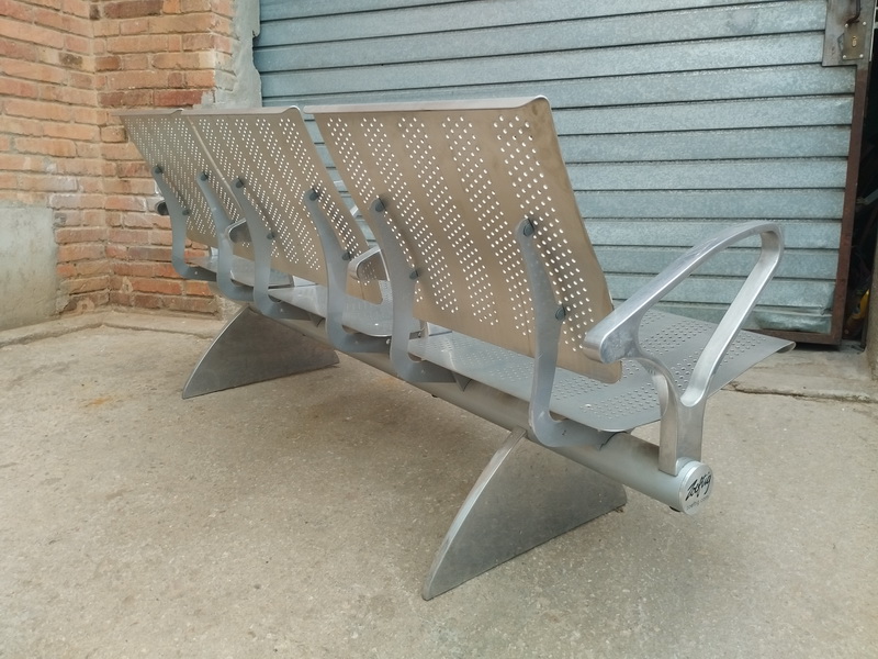 banco 3plazas aeropuerto sala espera inox 1u